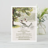 Groene beige  eikenboom Engagement Party Kaart (Staand voorkant)