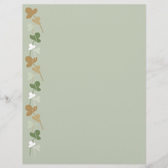 Groene, beige en bruine bloemen en bladeren (Voorkant)