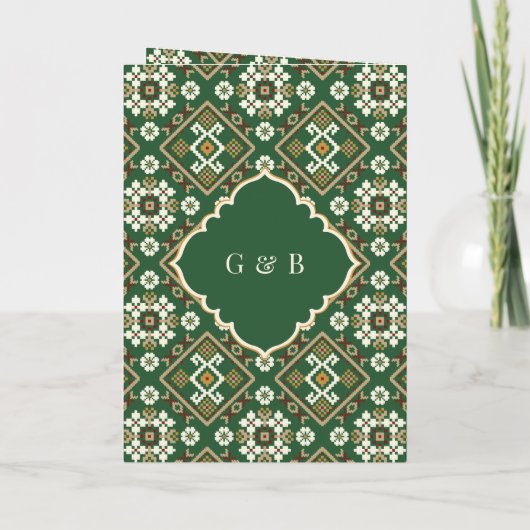 Groene Beige Ikat geometrische alles in één Sikh b (Achterkant)