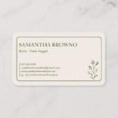 Groene beige ingelijste bloem visitekaartje (Achterkant)