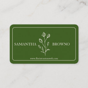 Groene Beige Omrande Bloem Visitekaartje