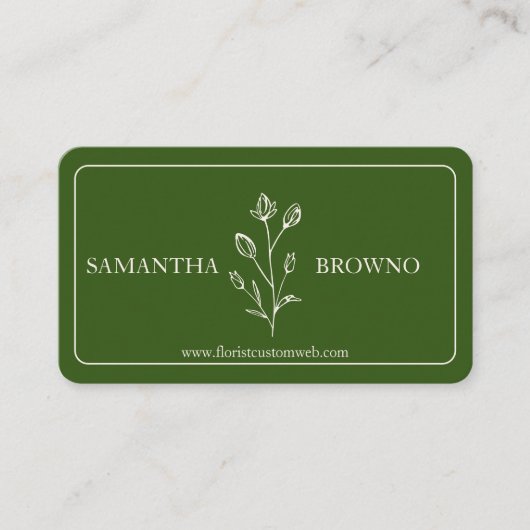 Groene Beige Omrande Bloem Visitekaartje (Voorkant)