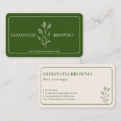 Groene Beige Omrande Bloem Visitekaartje (Voorkant / Achterkant)