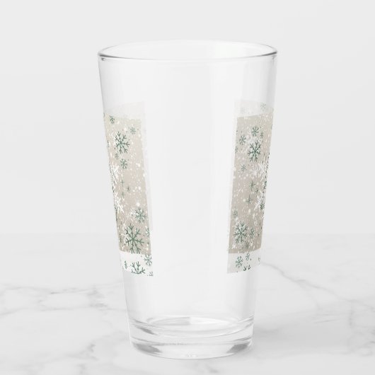 Groene beige sneeuwvlokken houden van Peace Joy Ho Glas (Rechts)