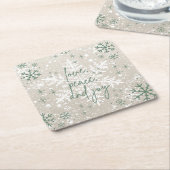 Groene beige sneeuwvlokken houden van Peace Joy Ho Kartonnen Onderzetters (Schuin)
