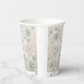 Groene beige sneeuwvlokken houden van Peace Joy Ho Papieren Bekers (Rechts)