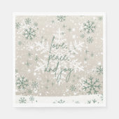 Groene beige sneeuwvlokken houden van Peace Joy Ho Servet (Voorkant)
