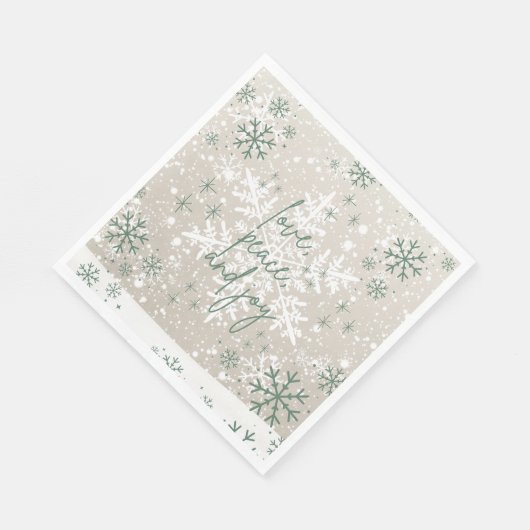 Groene beige sneeuwvlokken houden van Peace Joy Ho Servet (Hoek)