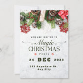 Groene Beige Witte Kerstfeest Uitnodiging (Voorkant)