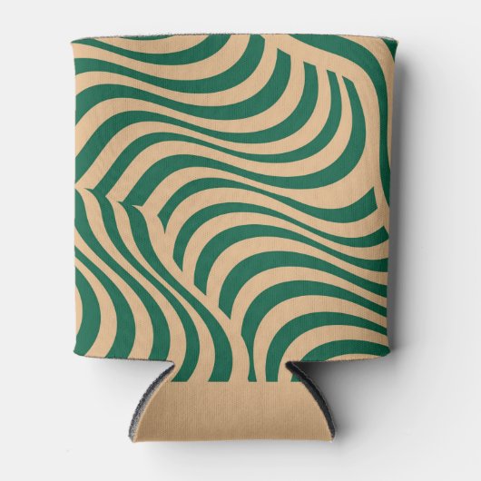 Groene Beige Zebra Stripe Minimalistische Lente Zo Blikjeskoeler (Voorkant)
