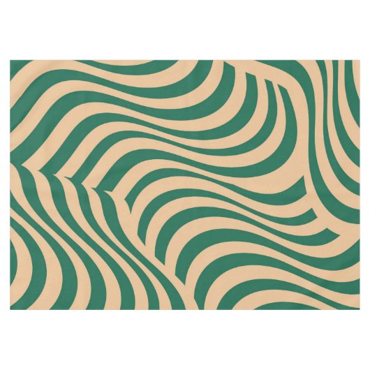 Groene Beige Zebra Stripe Minimalistische Lente Zo Tafelkleed (Voorkant (Horizontaal))