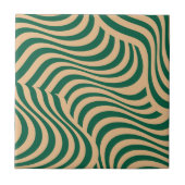Groene Beige Zebra Stripe Moderne Minimalistische  Tegeltje (Voorkant)