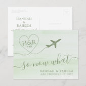 Groene bekendmaking van Beach Wedding Mint Aankondigingskaart (Voorkant / Achterkant)
