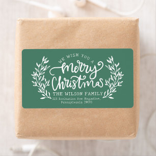 Groene belettering kalligrafie familie etiket