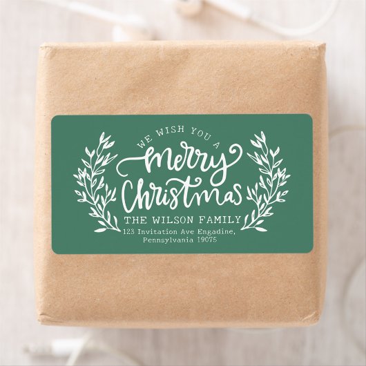 Groene belettering kalligrafie familie etiket