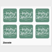 Groene belettering kalligrafie familie vierkante sticker (Vel)