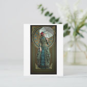 Groene Belle Epoque Gown Briefkaart (Staand voorkant)