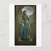 Groene Belle Epoque Gown Briefkaart (Voorkant)