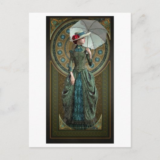 Groene Belle Epoque Gown Briefkaart (Voorkant)