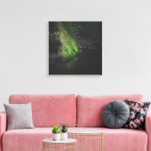 Groene bemoste rots met reflectie in water canvas afdruk (Insitu (Woonkamer))