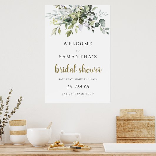 Groene beplanting boho bruidsfeest aftelbord poster (Keuken)