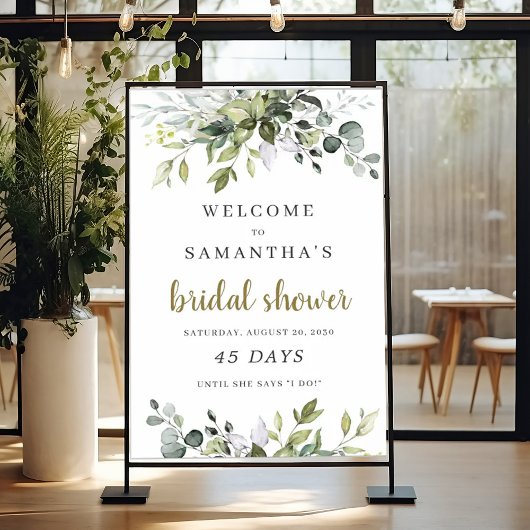 Groene beplanting boho bruidsfeest aftelbord poster