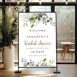Groene beplanting boho bruiloft feest countdown bo poster