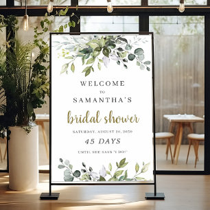 Groene beplanting boho bruiloft feest countdown bo poster