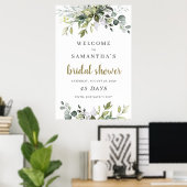 Groene beplanting boho bruiloft feest countdown bo poster (Thuiskantoor)