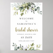 Groene beplanting boho bruiloft feest countdown bo poster (Voorkant)