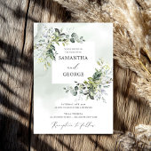 Groene beplanting boho moderne eucalyptus bruiloft kaart