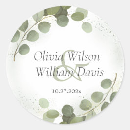 Groene beplanting Eucalyptus Bruiloft Ronde Sticker