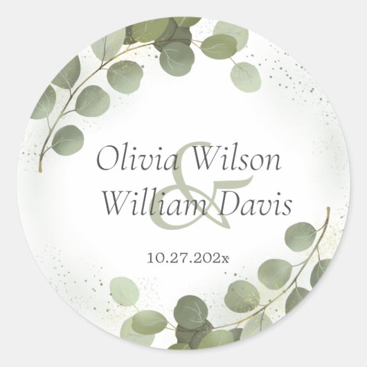 Groene beplanting Eucalyptus Bruiloft  Ronde Sticker (Voorkant)