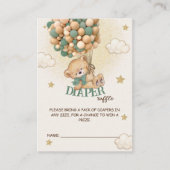 Groene Beren ballonnen Baby showers luier Raffle Informatiekaartje (Voorkant)
