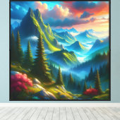 Groene berg - canvas afdruk (Insitu (Houten vloer))