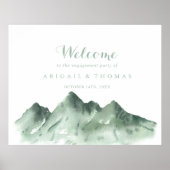 Groene berg land aankondiging feest welkom poster (Voorkant)