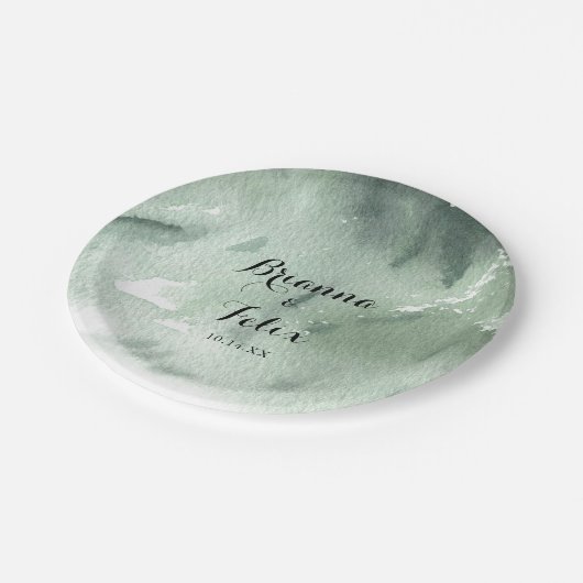 Groene Berg Land Bruiloft Taart Papier Bord (Gekanteld)