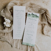 Groene Berg Land Kalligrafie Bruiloft Programma Programmakaart