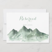 Groene berg landelijk trouwfeest gereserveerd bord (Achterkant)