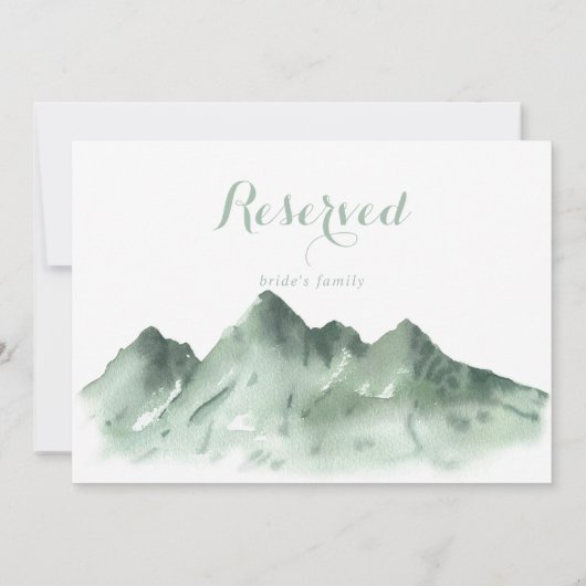 Groene berg landelijk trouwfeest gereserveerd bord (Achterkant)