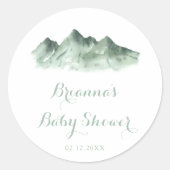 Groene berg landelijke baby shower favor  ronde sticker (Voorkant)