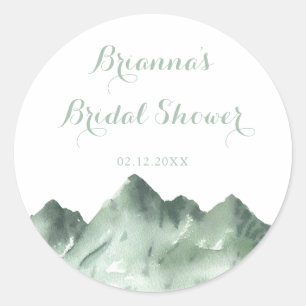 Groene berg landelijke bruiloftsshower favoriet  ronde sticker