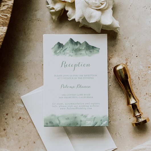 Groene berg landelijke huwelijksreceptie  informatiekaartje