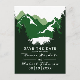 Groene berg winter bruiloft Save the Date Aankondigingskaart