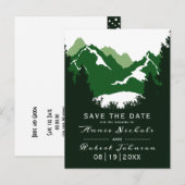 Groene berg winter bruiloft Save the Date Aankondigingskaart (Voorkant / Achterkant)
