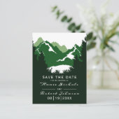 Groene berg winter bruiloft Save the Date Aankondigingskaart (Staand voorkant)
