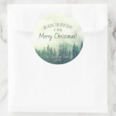 Groene bergdennen feestelijke vrolijke kerst ronde sticker (Tas)