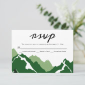 Groene bergen bruiloft RSVP-antwoordkaart RSVP Kaartje (Staand voorkant)