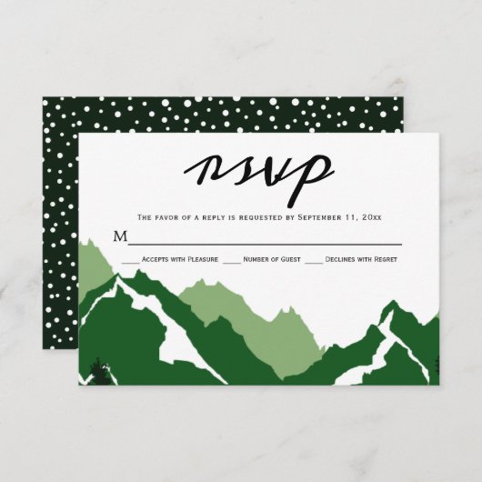 Groene bergen bruiloft RSVP-antwoordkaart RSVP Kaartje (Voorkant / Achterkant)