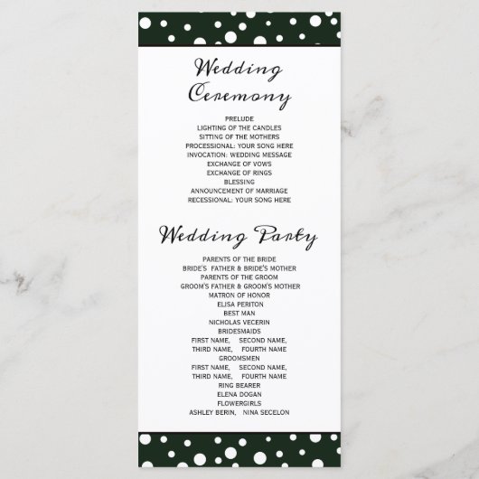 Groene bergen en coniferen bruiloft programma programmakaart (Achterkant)